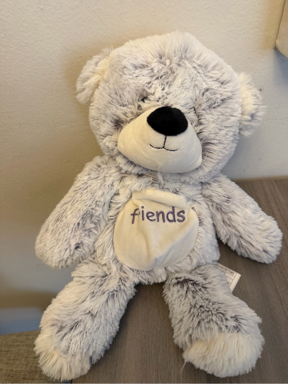 Warm Warmies Gray Plush Teddy Bear with Cream Accents